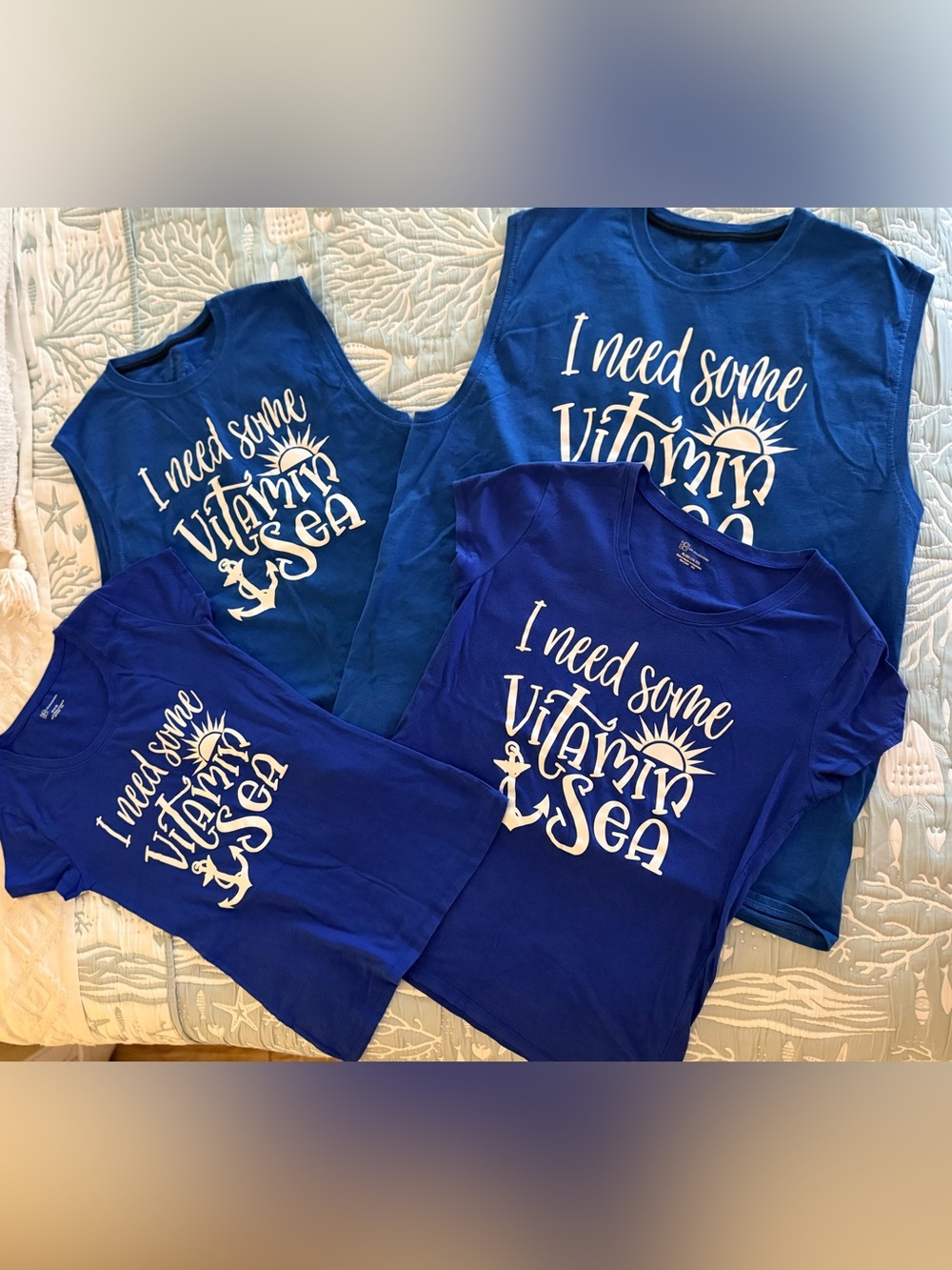 Blue "I Need Some Vitamin Sea" Graphic Tee bundle